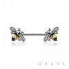 GEM PAVED BEE 316L SURGICAL STEEL NIPPLE BAR